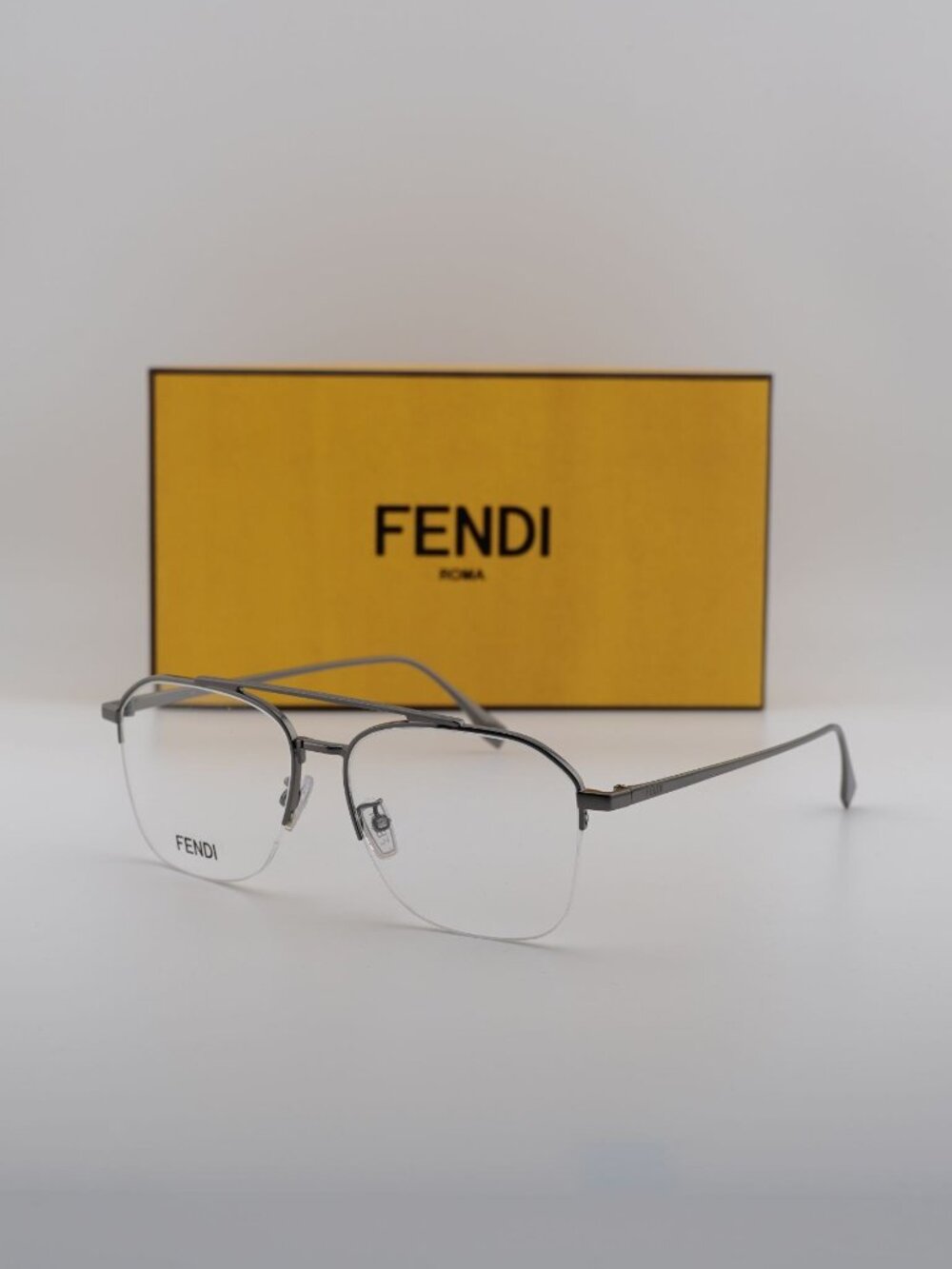 Fendi FE50033U 012 Aviator Eyeglasses 54mm - Dark Ruthenium